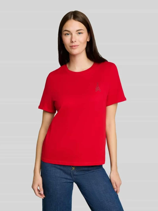 Zdjęcie produktu t-shirt o kroju regular fit z czystej bawełny Tom Tailor Czerwony