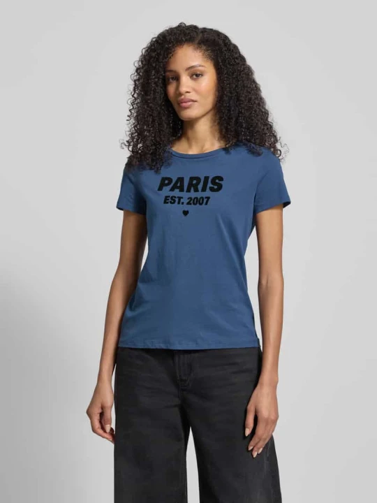 Zdjęcie produktu t-shirt o kroju regular fit z czystej bawełny Tom Tailor Niebieski melanż