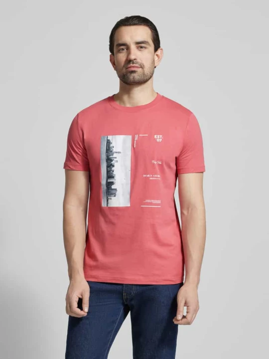 Zdjęcie produktu T-shirt o kroju regular fit z czystej bawełny Tom Tailor Jasnoczerwony