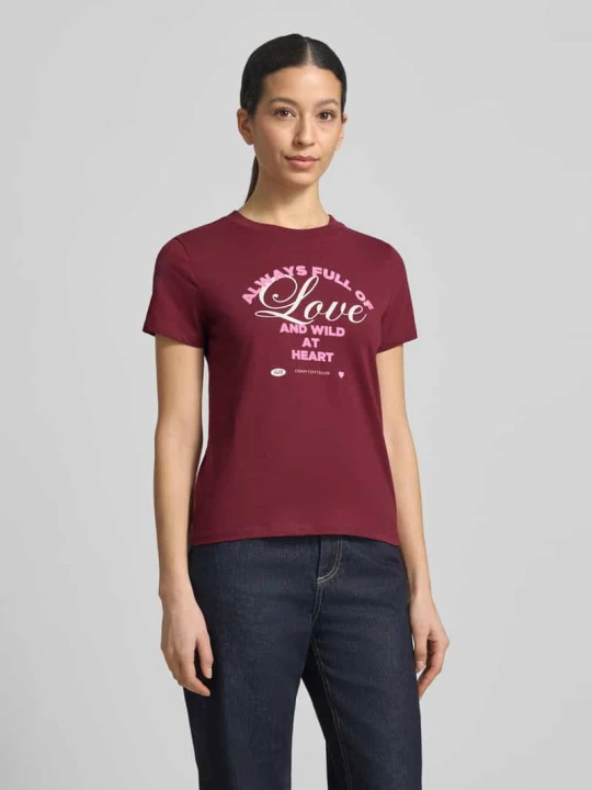 Zdjęcie produktu T-shirt o kroju regular fit z czystej bawełny Tom Tailor Bordowy