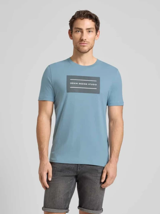 Zdjęcie produktu t-shirt o kroju regular fit z czystej bawełny Tom Tailor Jeansowy niebieski
