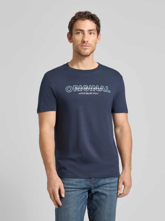 Zdjęcie produktu t-shirt o kroju regular fit z czystej bawełny Tom Tailor Ciemnoniebieski