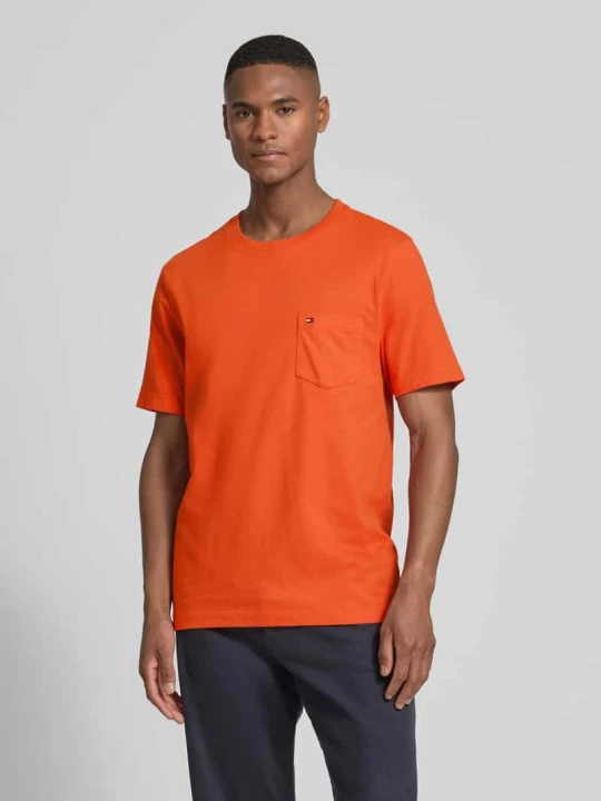 Zdjęcie produktu T-shirt o kroju regular fit z czystej bawełny Tommy Hilfiger Pomarańczowy