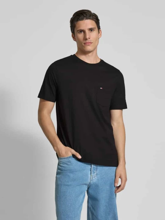 Zdjęcie produktu T-shirt o kroju regular fit z czystej bawełny Tommy Hilfiger Czarny
