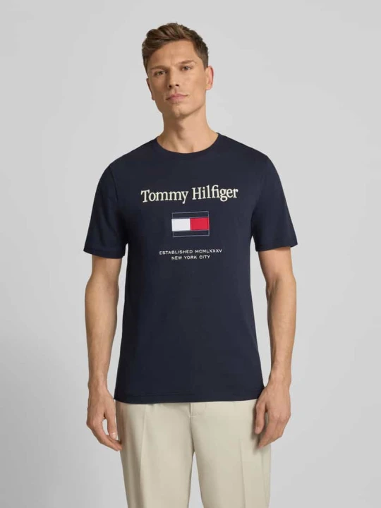 Zdjęcie produktu T-shirt o kroju regular fit z czystej bawełny Tommy Hilfiger Granatowy