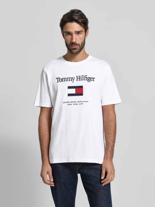 Zdjęcie produktu T-shirt o kroju regular fit z czystej bawełny Tommy Hilfiger Biały