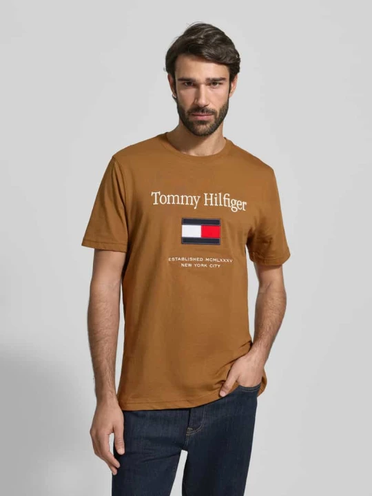 Zdjęcie produktu T-shirt o kroju regular fit z czystej bawełny Tommy Hilfiger Oliwkowy