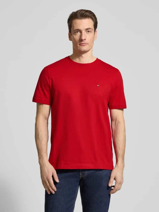 Zdjęcie produktu T-shirt o kroju regular fit z czystej bawełny Tommy Hilfiger Czerwony