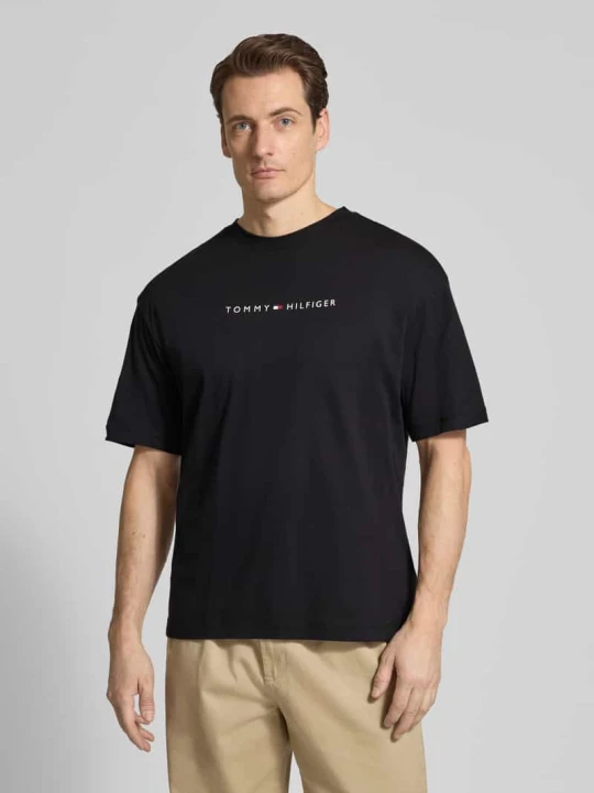 Zdjęcie produktu T-shirt o kroju regular fit z czystej bawełny Tommy Hilfiger Czarny