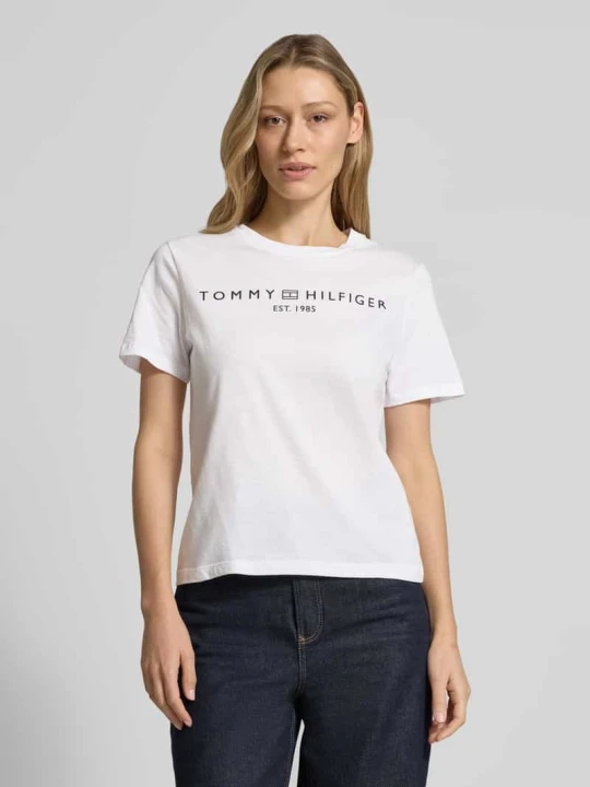 Zdjęcie produktu t-shirt o kroju regular fit z czystej bawełny Tommy Hilfiger Biały