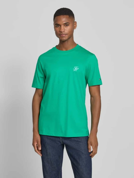 Zdjęcie produktu t-shirt o kroju regular fit z czystej bawełny Tommy Hilfiger Zielony