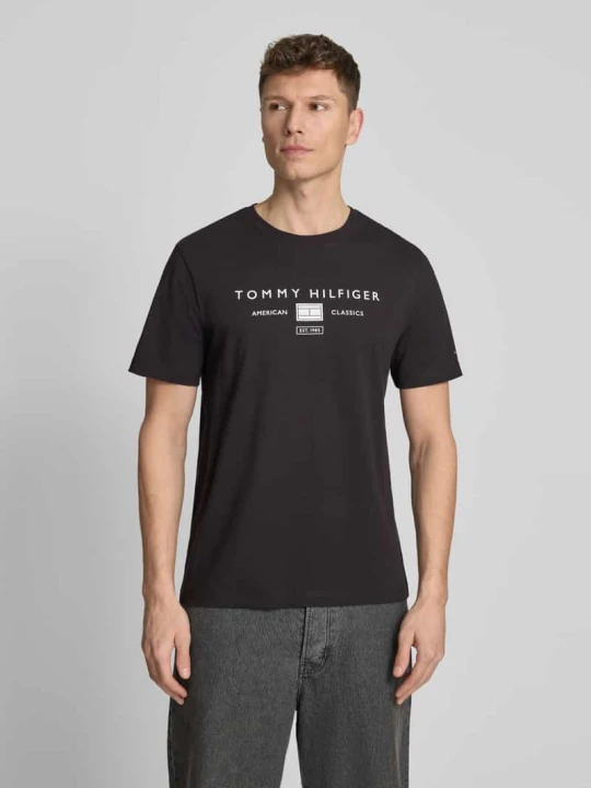 Zdjęcie produktu t-shirt o kroju regular fit z czystej bawełny Tommy Hilfiger Czarny