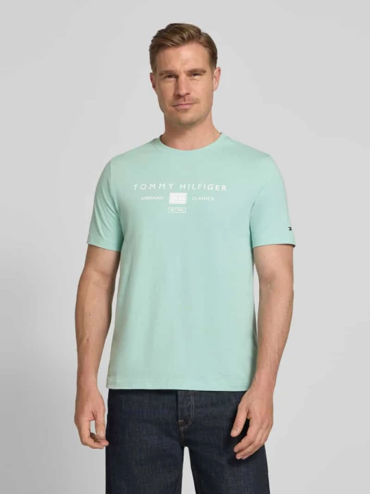 Zdjęcie produktu t-shirt o kroju regular fit z czystej bawełny Tommy Hilfiger Miętowy