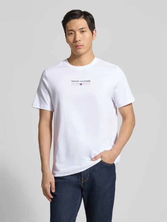Zdjęcie produktu t-shirt o kroju regular fit z czystej bawełny Tommy Hilfiger Biały