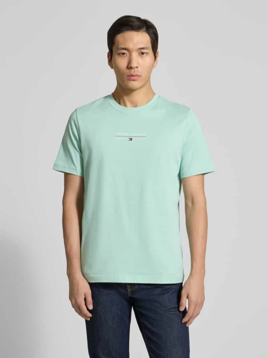 Zdjęcie produktu t-shirt o kroju regular fit z czystej bawełny Tommy Hilfiger Miętowy