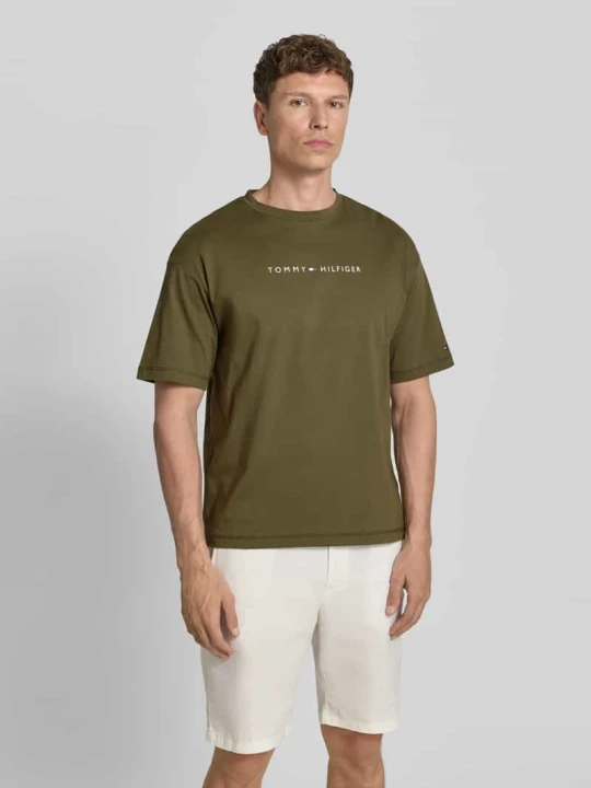 Zdjęcie produktu T-shirt o kroju regular fit z czystej bawełny Tommy Hilfiger Khaki