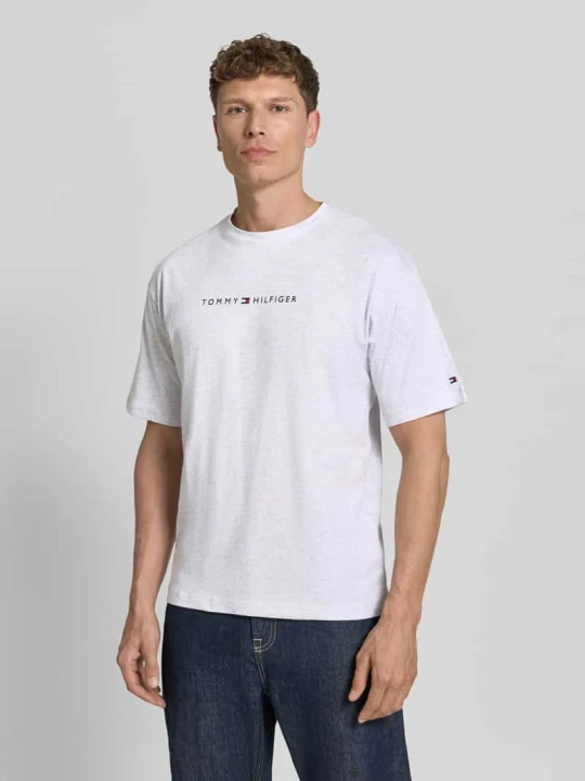 Zdjęcie produktu T-shirt o kroju regular fit z czystej bawełny Tommy Hilfiger Jasnoszary