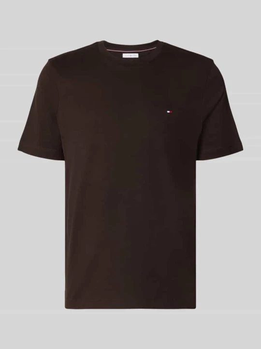 Zdjęcie produktu t-shirt o kroju regular fit z czystej bawełny Tommy Hilfiger Ciemnobrązowy