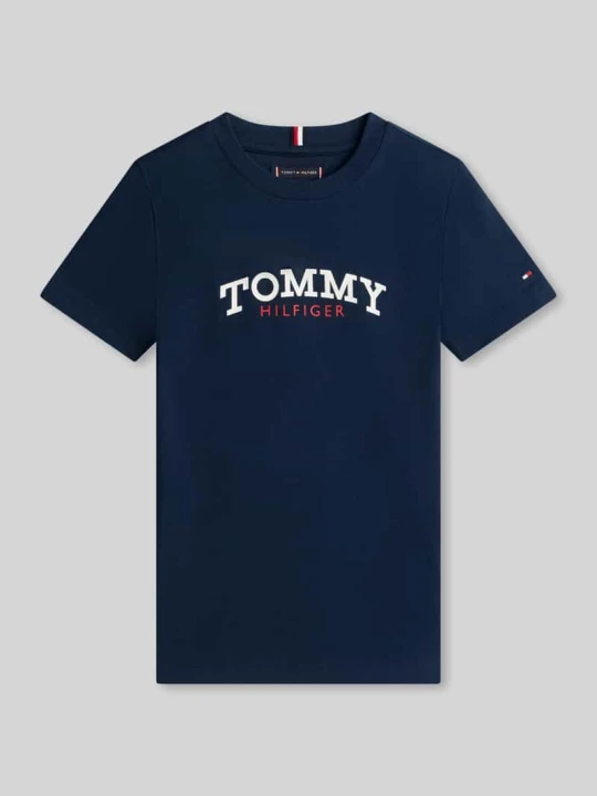 Zdjęcie produktu t-shirt o kroju regular fit z czystej bawełny Tommy Hilfiger Granatowy