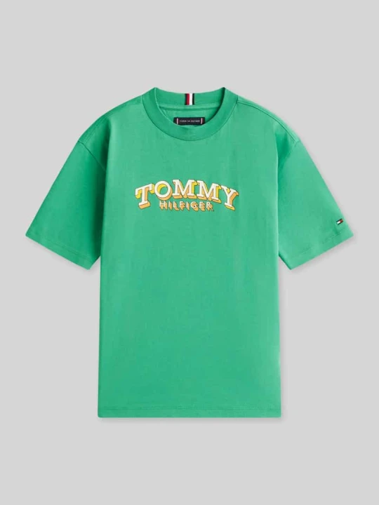 Zdjęcie produktu t-shirt o kroju regular fit z czystej bawełny Tommy Hilfiger Zielony