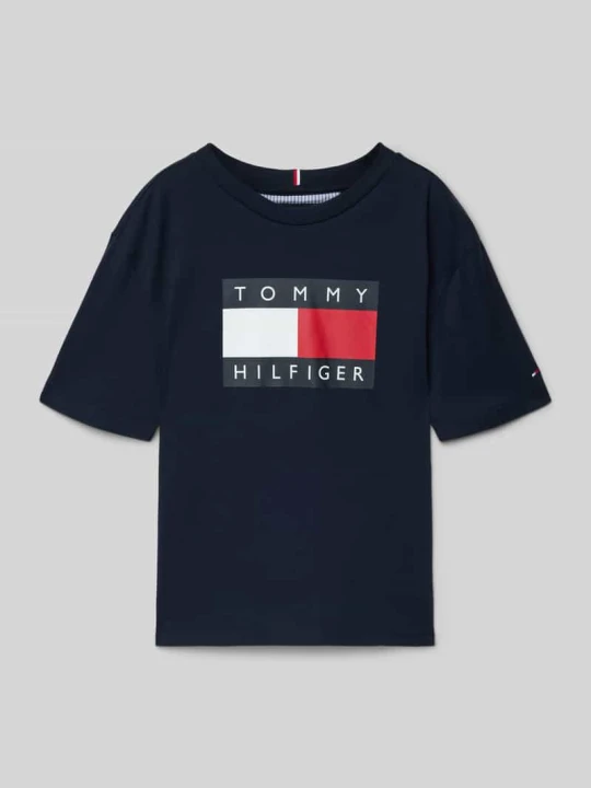 Zdjęcie produktu T-shirt o kroju regular fit z czystej bawełny Tommy Hilfiger Granatowy