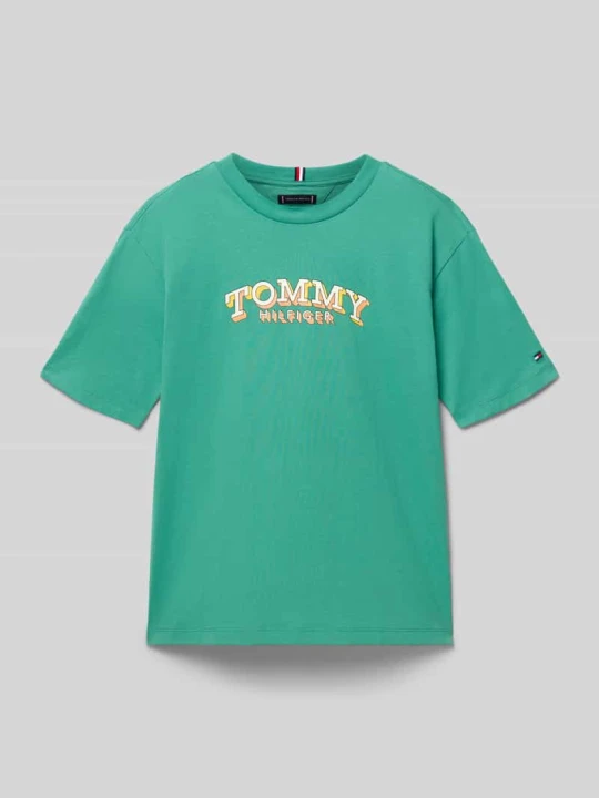 Zdjęcie produktu t-shirt o kroju regular fit z czystej bawełny Tommy Hilfiger Zielony