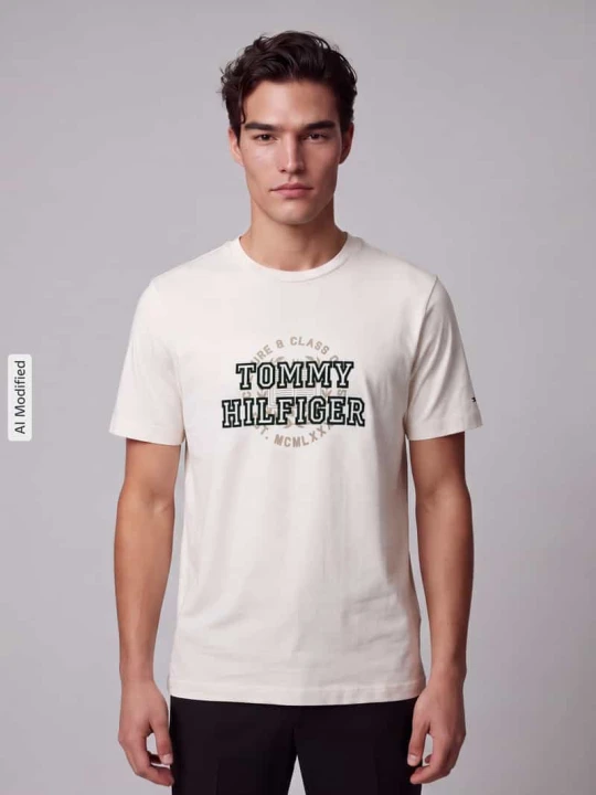 Zdjęcie produktu t-shirt o kroju regular fit z czystej bawełny Tommy Hilfiger Złamany biały