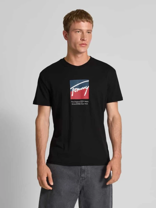 Zdjęcie produktu T-shirt o kroju regular fit z czystej bawełny Tommy Jeans Czarny