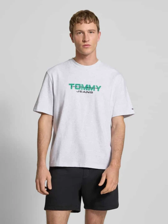Zdjęcie produktu T-shirt o kroju regular fit z czystej bawełny Tommy Jeans Jasnoszary melanż