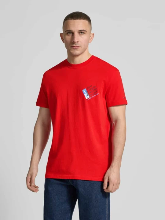 Zdjęcie produktu T-shirt o kroju regular fit z czystej bawełny Tommy Jeans Czerwony