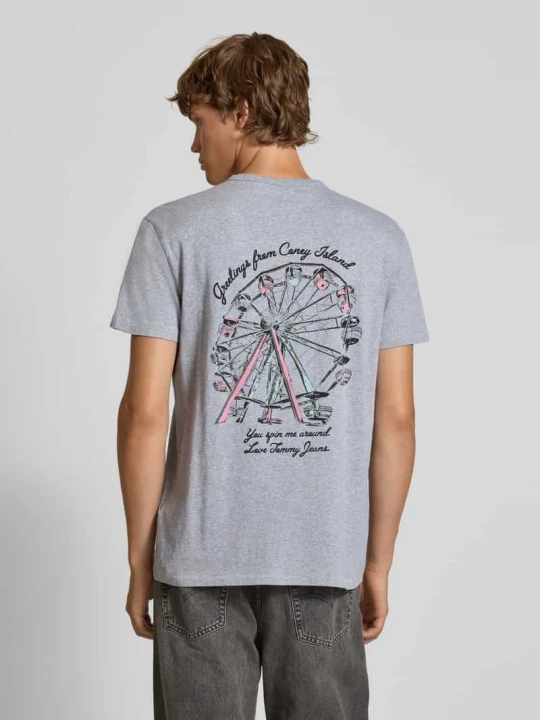 Zdjęcie produktu T-shirt o kroju regular fit z czystej bawełny Tommy Jeans Jasnoszary melanż