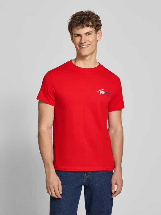Zdjęcie produktu t-shirt o kroju regular fit z czystej bawełny Tommy Jeans Czerwony