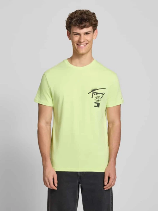 Zdjęcie produktu t-shirt o kroju regular fit z czystej bawełny Tommy Jeans Neonowy zielony