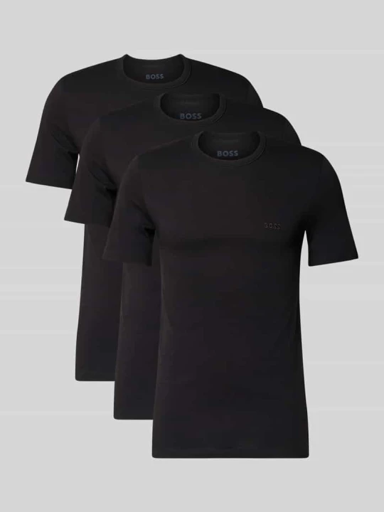 Zdjęcie produktu t-shirt o kroju regular fit z czystej bawełny model 'CLASSIC' w wielopak: 3 szt. Boss Czarny