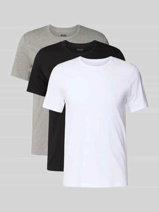 Zdjęcie produktu t-shirt o kroju regular fit z czystej bawełny model 'CLASSIC' w wielopak: 3 szt. Boss Średnioszary melanż