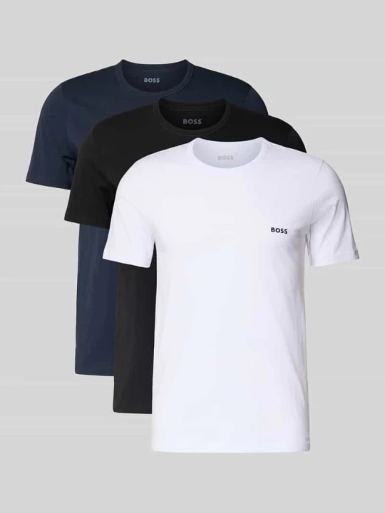 Zdjęcie produktu t-shirt o kroju regular fit z czystej bawełny model 'CLASSIC' w wielopak: 3 szt. Boss Ciemnoniebieski