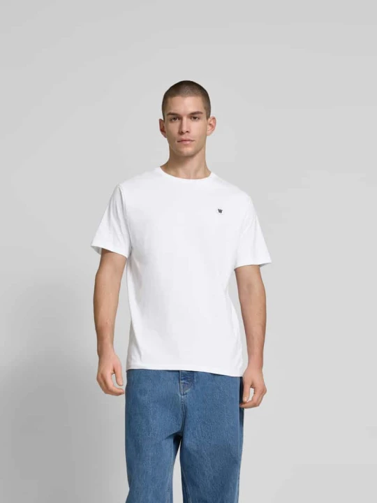 Zdjęcie produktu T-shirt o kroju regular fit z czystej bawełny Wood Wood Biały