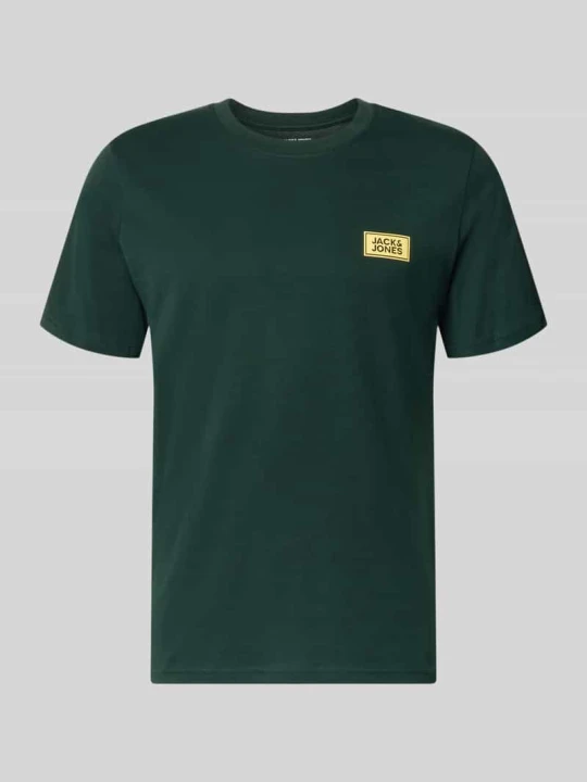 Zdjęcie produktu t-shirt o kroju regular fit z czystej bawełny z detal z logo Jack&Jones Ciemnozielony