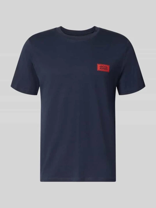 Zdjęcie produktu t-shirt o kroju regular fit z czystej bawełny z detal z logo Jack&Jones Granatowy