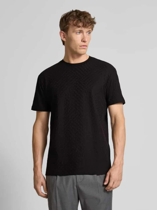 Zdjęcie produktu T-shirt o kroju regular fit z czystej bawełny z fakturowanym wzorem Armani Exchange Czarny
