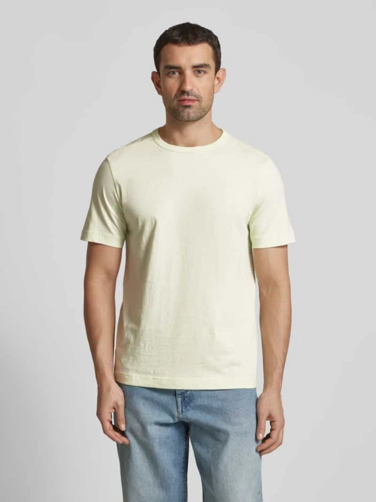 Zdjęcie produktu T-shirt o kroju regular fit z czystej bawełny z gumowanym nadrukiem z logo Tom Tailor Neonowy żółty