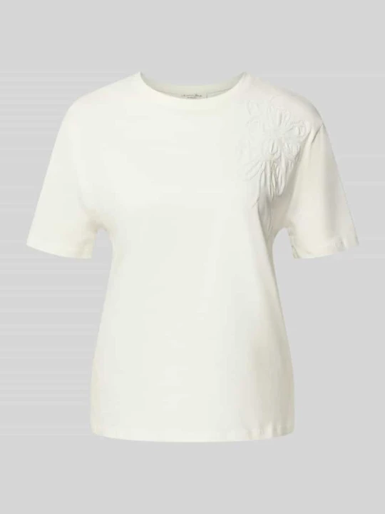 Zdjęcie produktu t-shirt o kroju regular fit z czystej bawełny z kwiatową aplikacją Christian Berg Biały