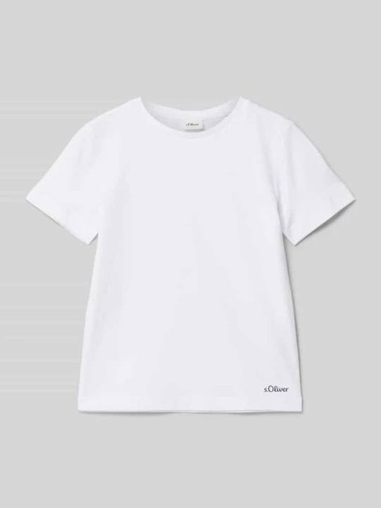 Zdjęcie produktu T-shirt o kroju regular fit z czystej bawełny z małym nadrukiem z logo s.Oliver Biały