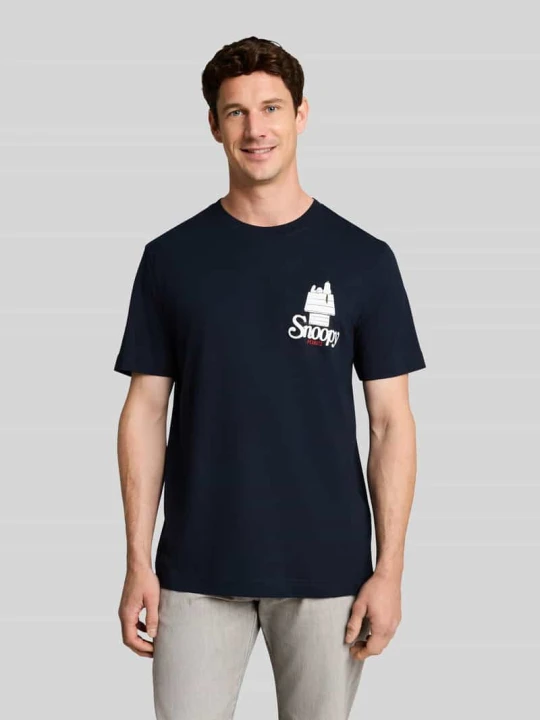 Zdjęcie produktu t-shirt o kroju regular fit z czystej bawełny z nadruk peanuts® Tom Tailor Granatowy