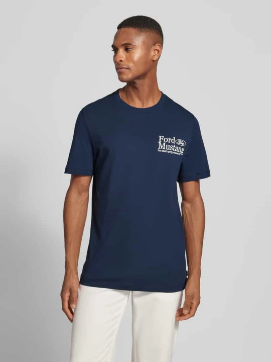 Zdjęcie produktu T-shirt o kroju regular fit z czystej bawełny z nadrukiem Ford® s.Oliver Ciemnoniebieski