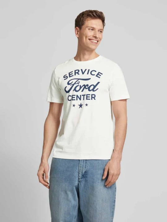 Zdjęcie produktu T-shirt o kroju regular fit z czystej bawełny z nadrukiem Ford® s.Oliver Biały