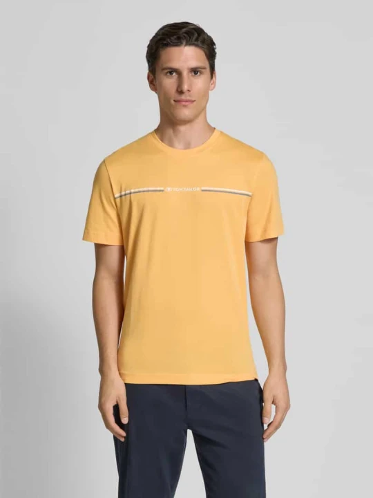 Zdjęcie produktu T-shirt o kroju regular fit z czystej bawełny z nadrukiem Tom Tailor Morelowy
