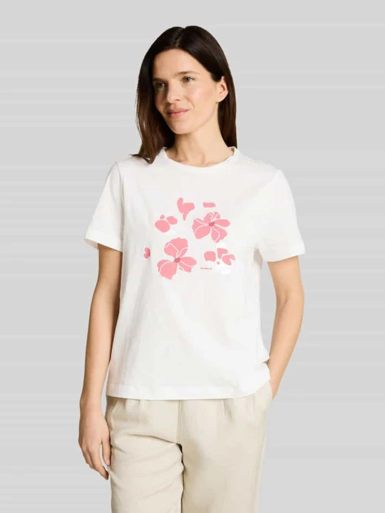 Zdjęcie produktu t-shirt o kroju regular fit z czystej bawełny z nadrukiem z motywem Tom Tailor Złamany biały