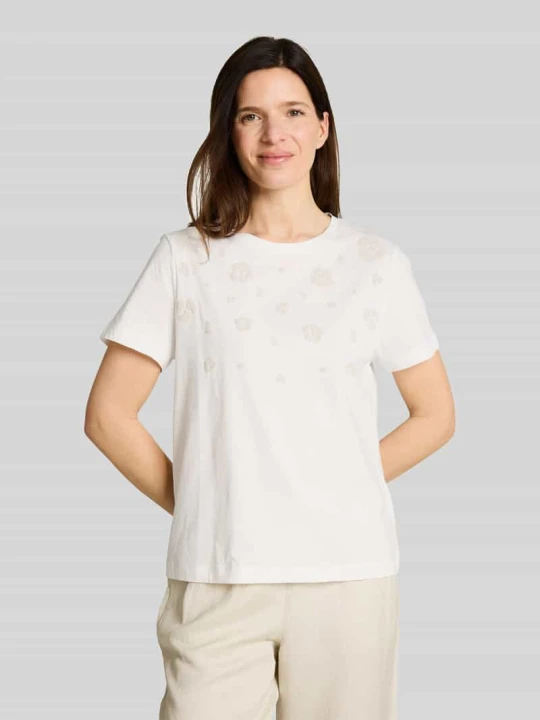 Zdjęcie produktu t-shirt o kroju regular fit z czystej bawełny z nadrukiem z motywem Tom Tailor Złamany biały
