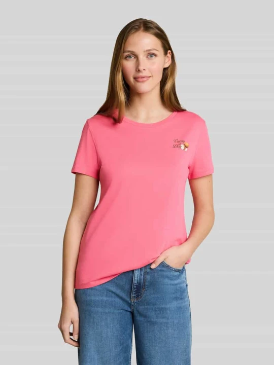 Zdjęcie produktu t-shirt o kroju regular fit z czystej bawełny z nadrukiem z motywem Tom Tailor Mocnoróżowy
